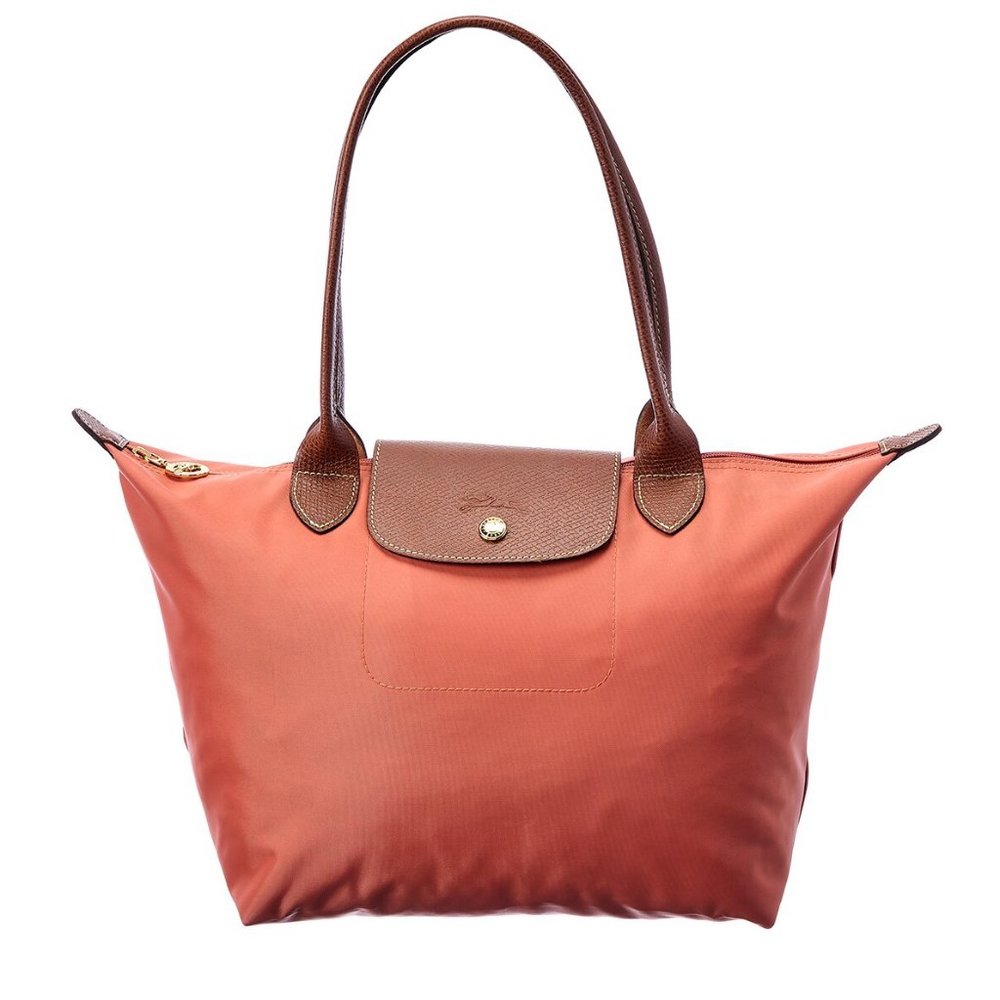 ❤️ NWT LONGCHAMP Le Pliage Medium Nylon Shoulder Tote BLUSH Orange AUTHENTIC